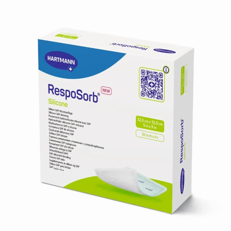 Силіконова пов'язка з суперабсорбуючим полімером RespoSorb® Silicone 12,5см х 12,5см 10 шт